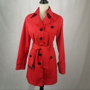 Red Classic Trench Coat by Louie Louie